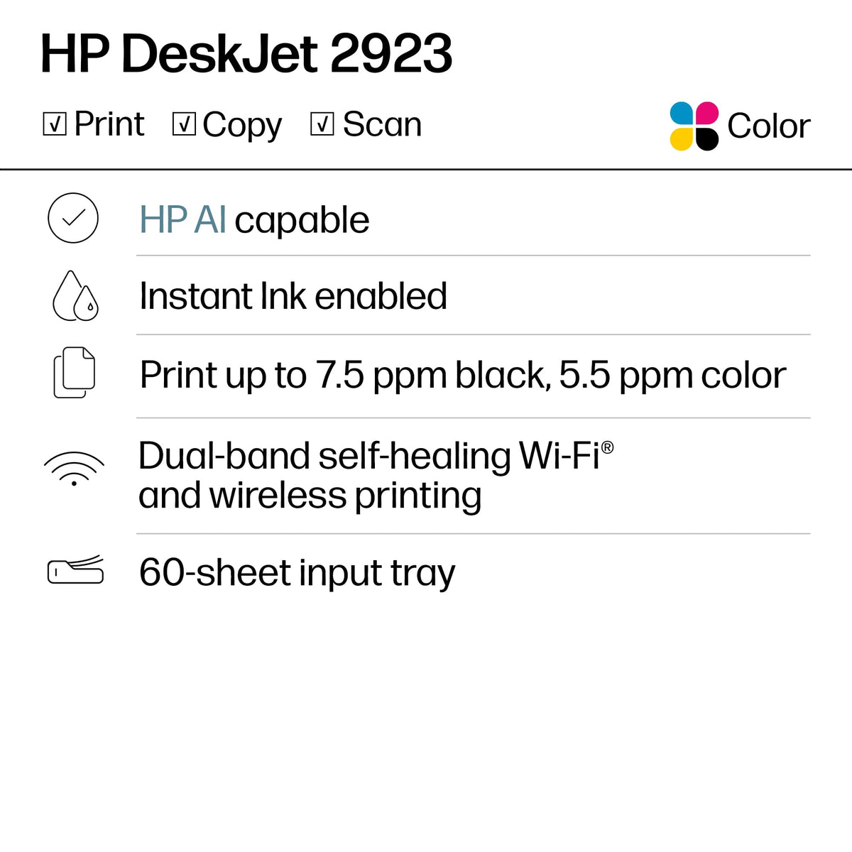 Wireless All-in-One Color Inkjet Printer, Scanner, Copier H616478