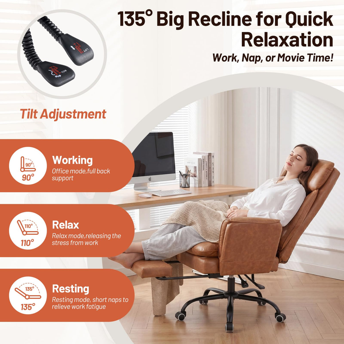 Big and Tall Ergonomic Office Chair with Footrest Y624