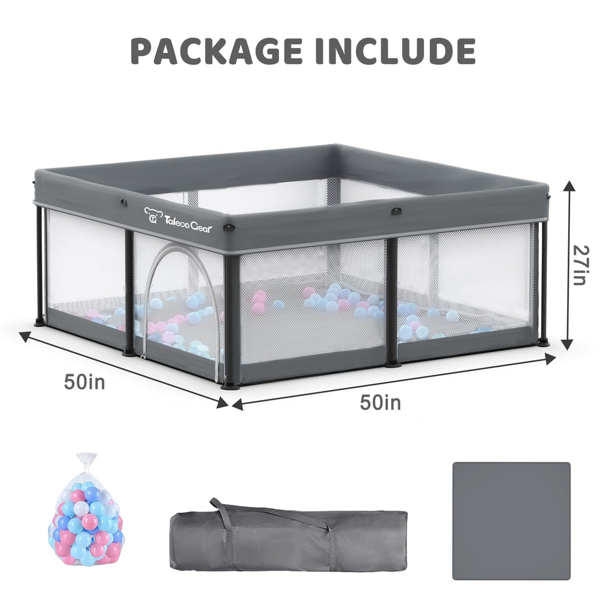 Foldable Baby Play Pen with Mat and Gate G1406