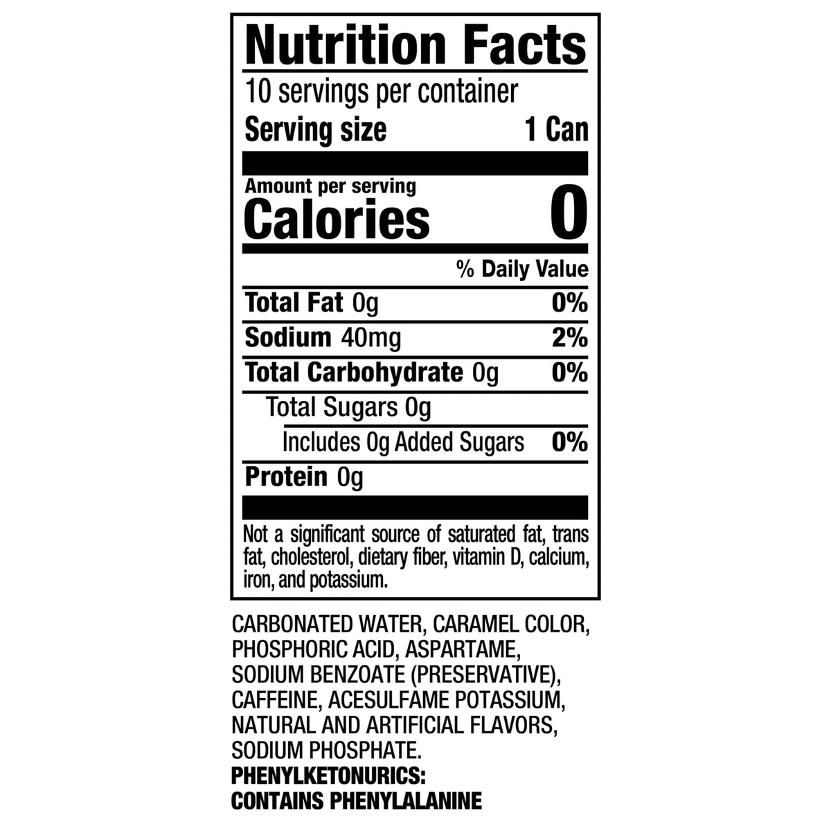 Zero Sugar Soda 7.5 fl oz 10 Pack K289482