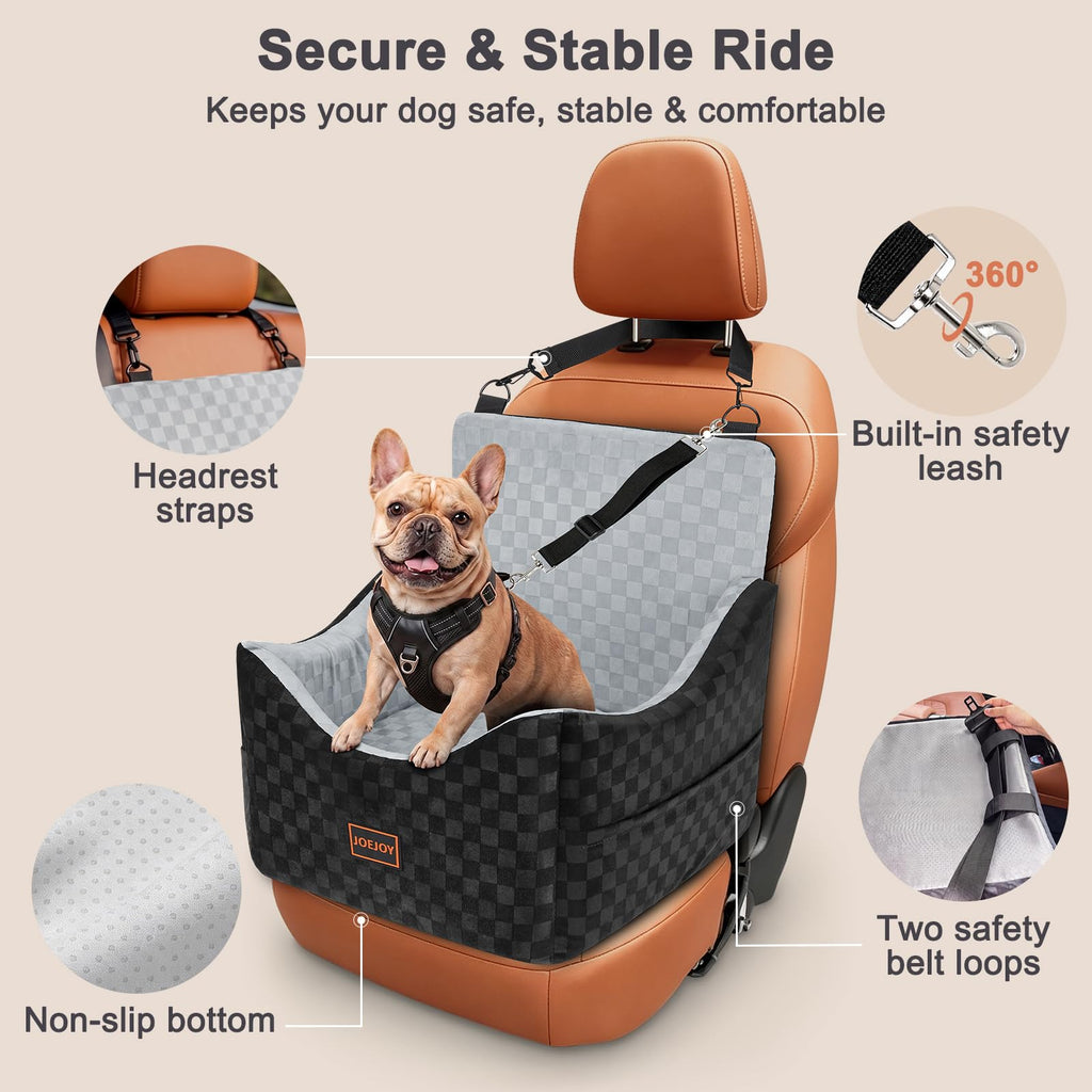 Elevated Dog Car Seat for Small/Medium Dogs up to 35 lbs, Memory Foam Grey Z247104