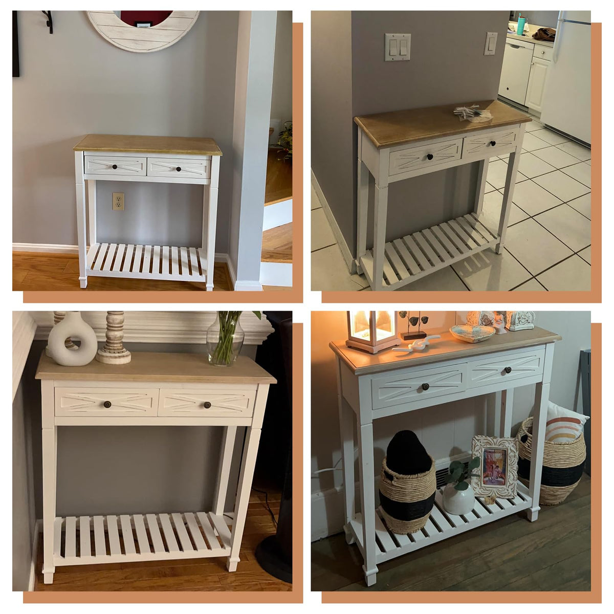 Narrow Console Table with 2 Drawers and Shelf K343512