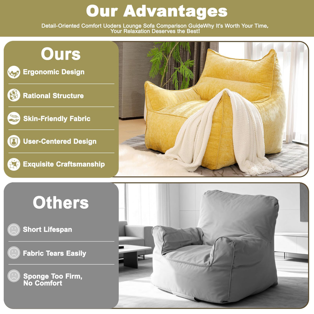 Fluffy Bean Bag Chair N52067