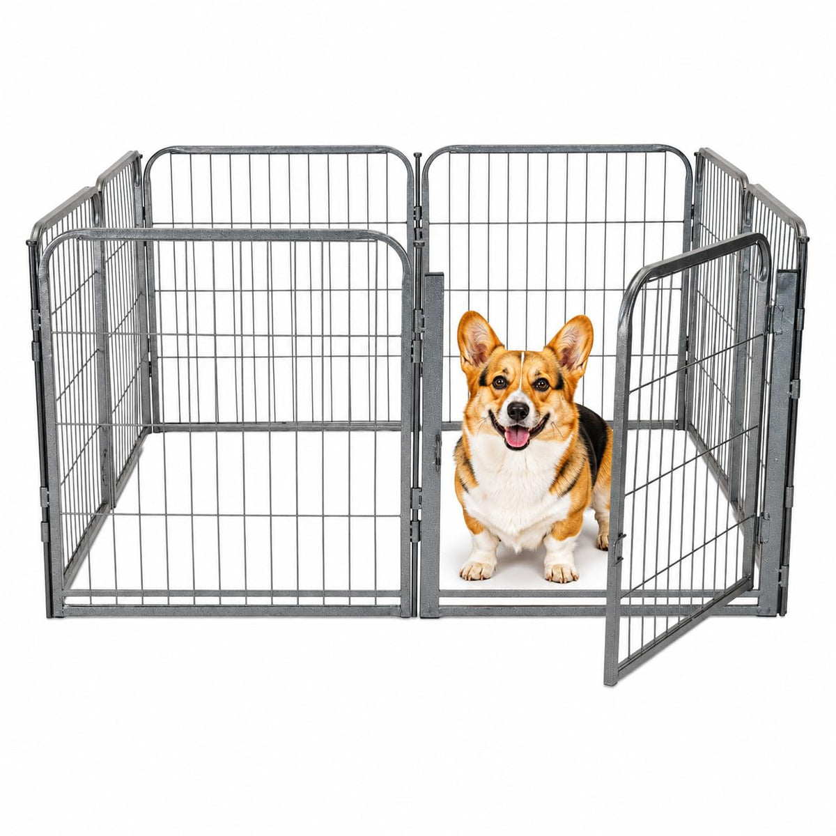 24 inch 8 Panel Portable Grey Metal Pet Playpen O946