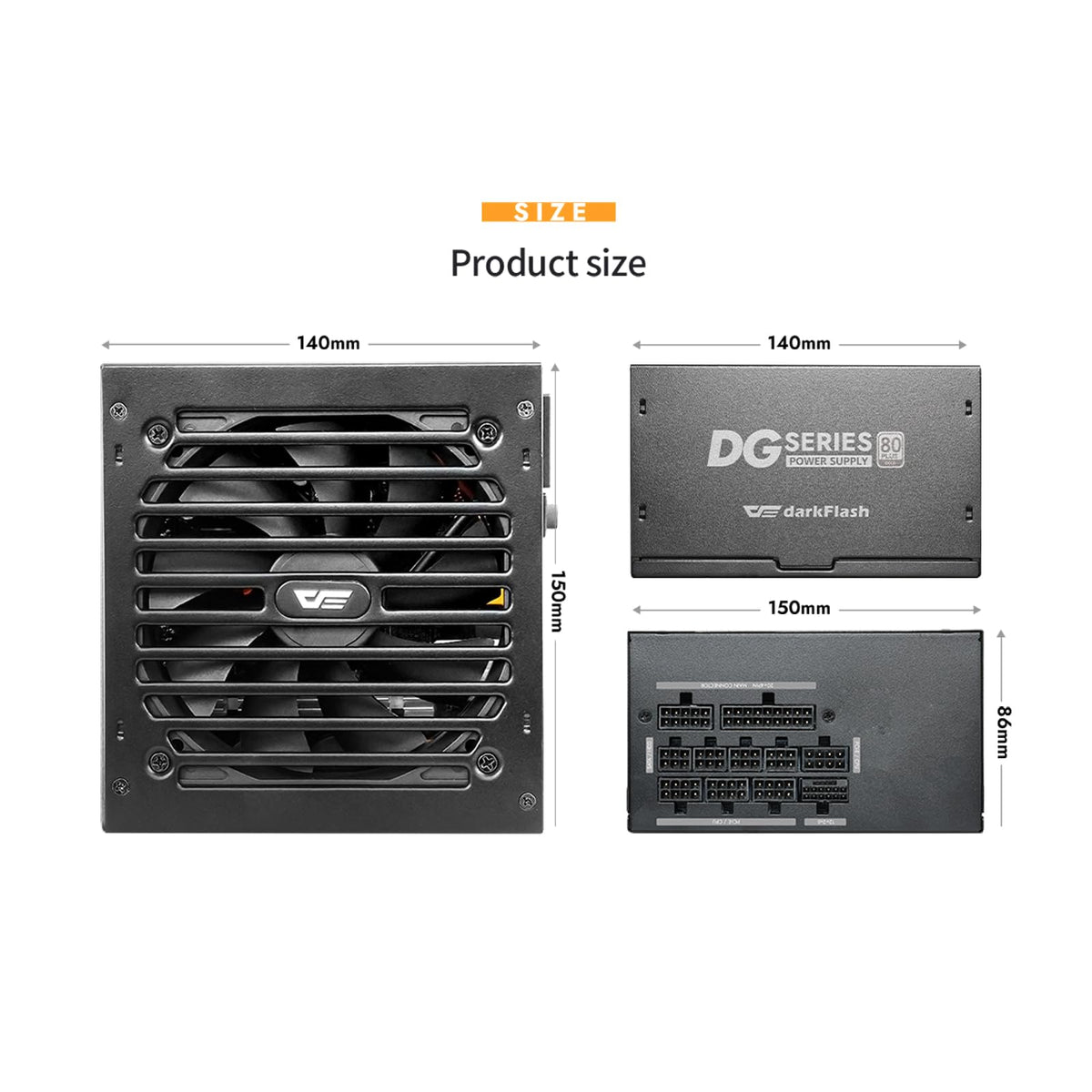 750W 80 Plus Gold ATX 3.1 PCIe 5.1 PC Power Supply, Black Y858939