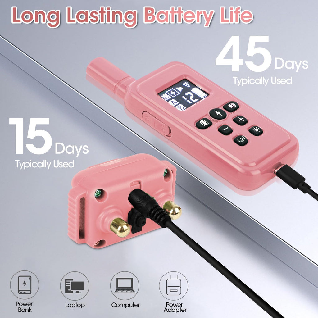 Cat Training Collar with Remote Shock Vibration Beep 3 Modes Waterproof Rechargeable Pink B329