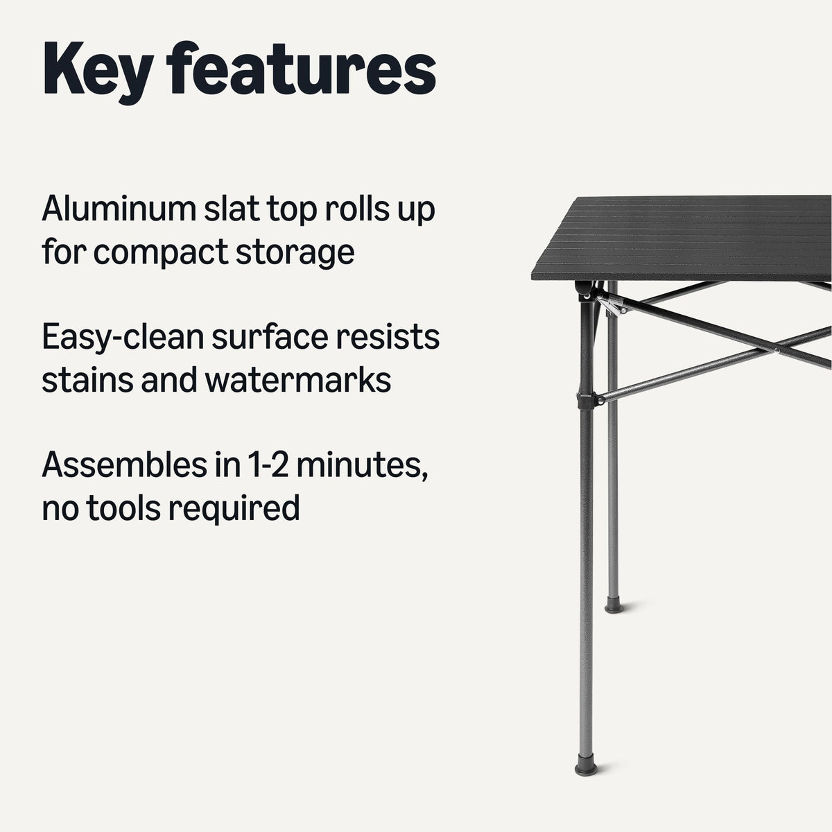 Portable Camping Table with Aluminum Roll-Up Top G89105