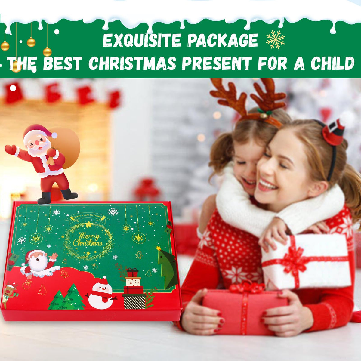 Felt Christmas Tree for Toddlers, 3.2ft Wall Hanging DIY Xmas Decorations with String Light T450810