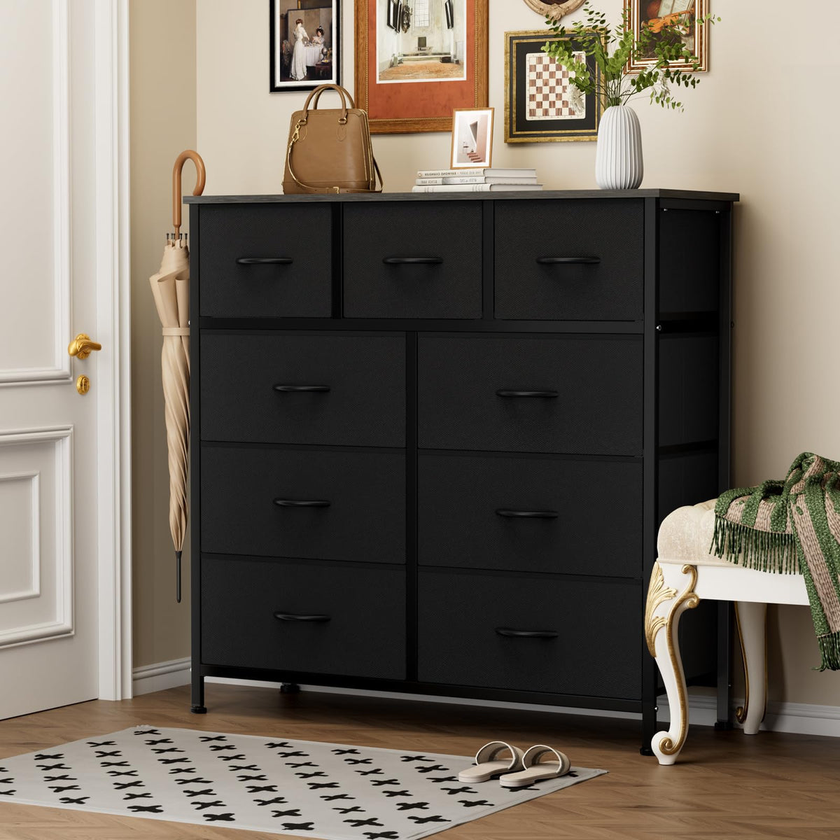 Black 9 Drawer Dresser S53091