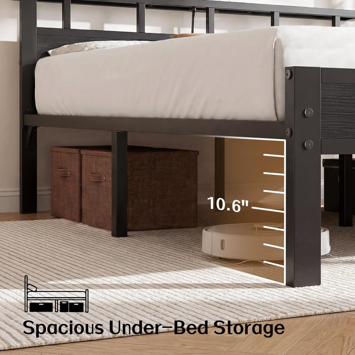 Full Size Bed Frame with Charging Station and LED G150594