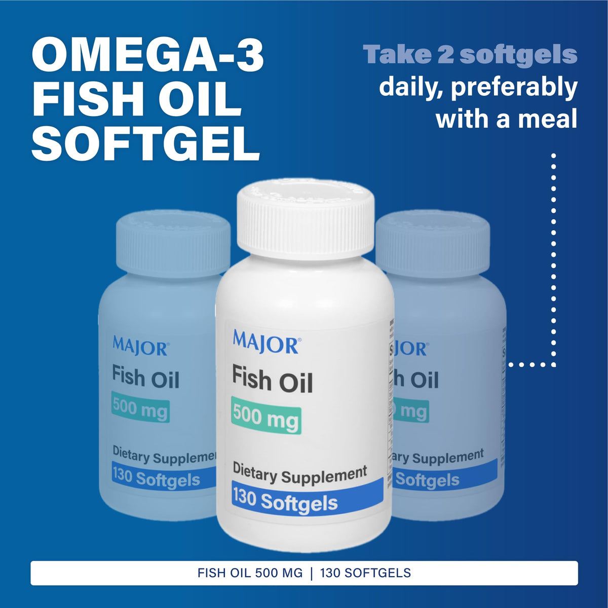 Fish Oil 500mg Softgels Omega-3 Dietary Supplement 130 Count Z566