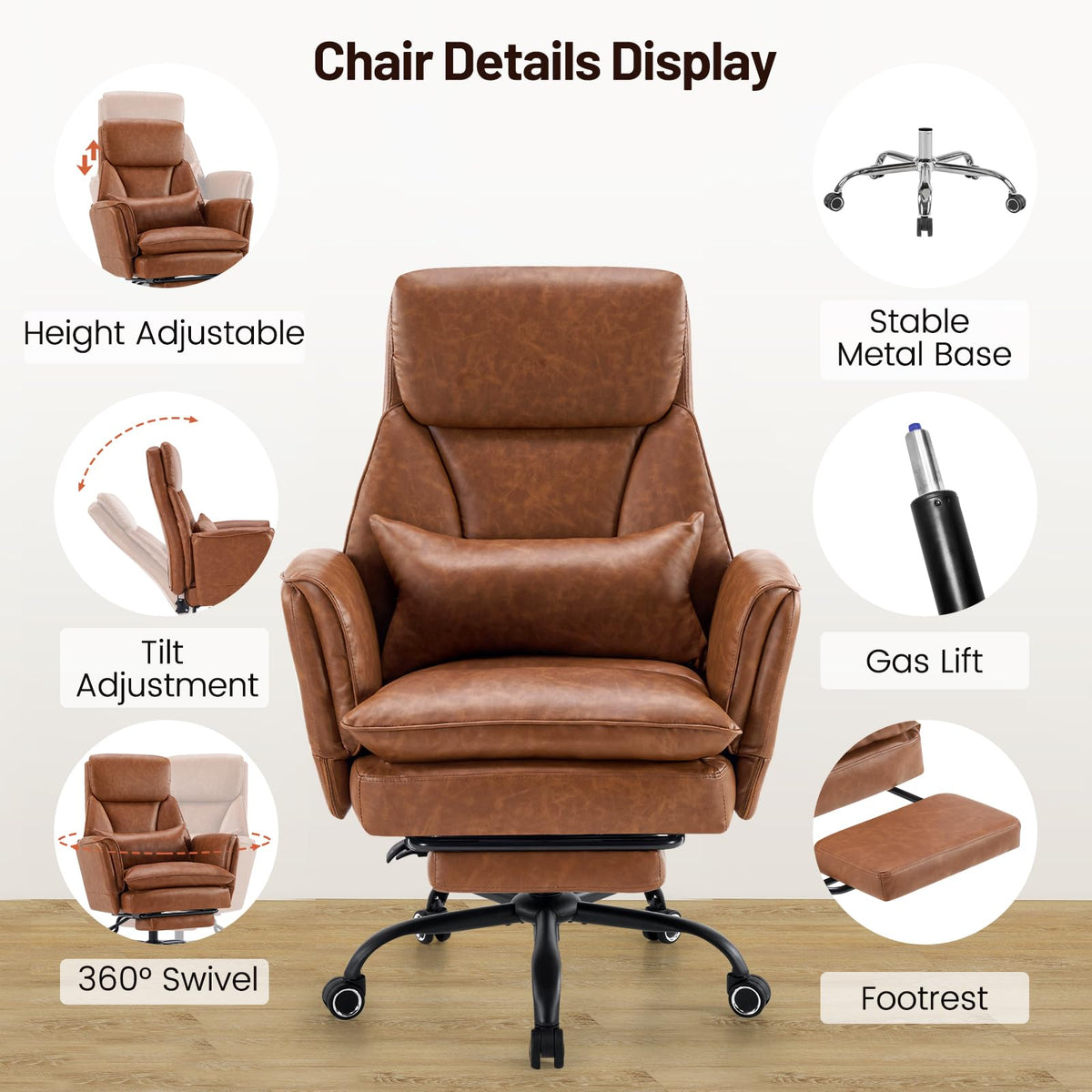 Big and Tall Ergonomic Office Chair with Footrest Y624
