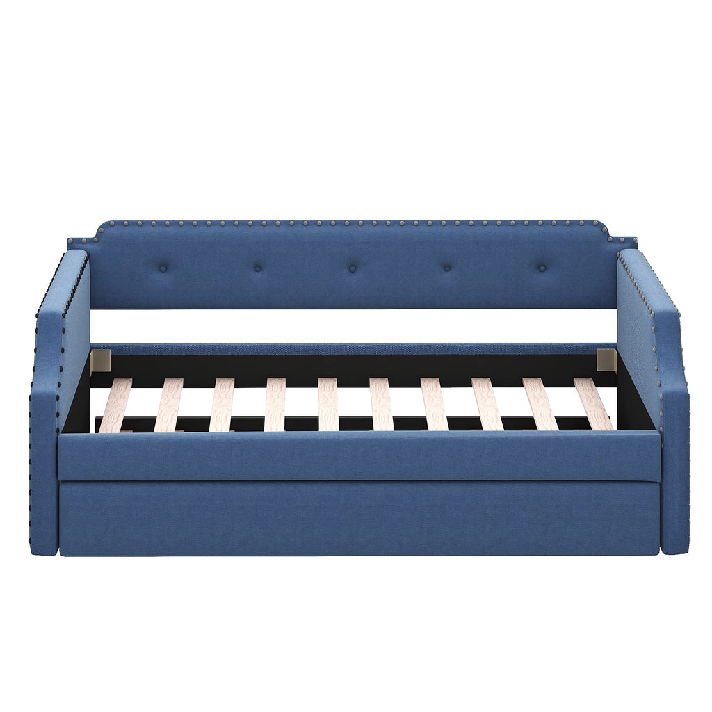 Blue Upholstered Daybed with Trundle D8475