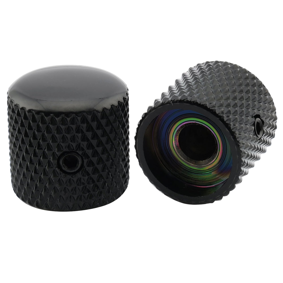 1/4 Inch Steel Dome Knob with Set Screw Black 2Pcs O536330