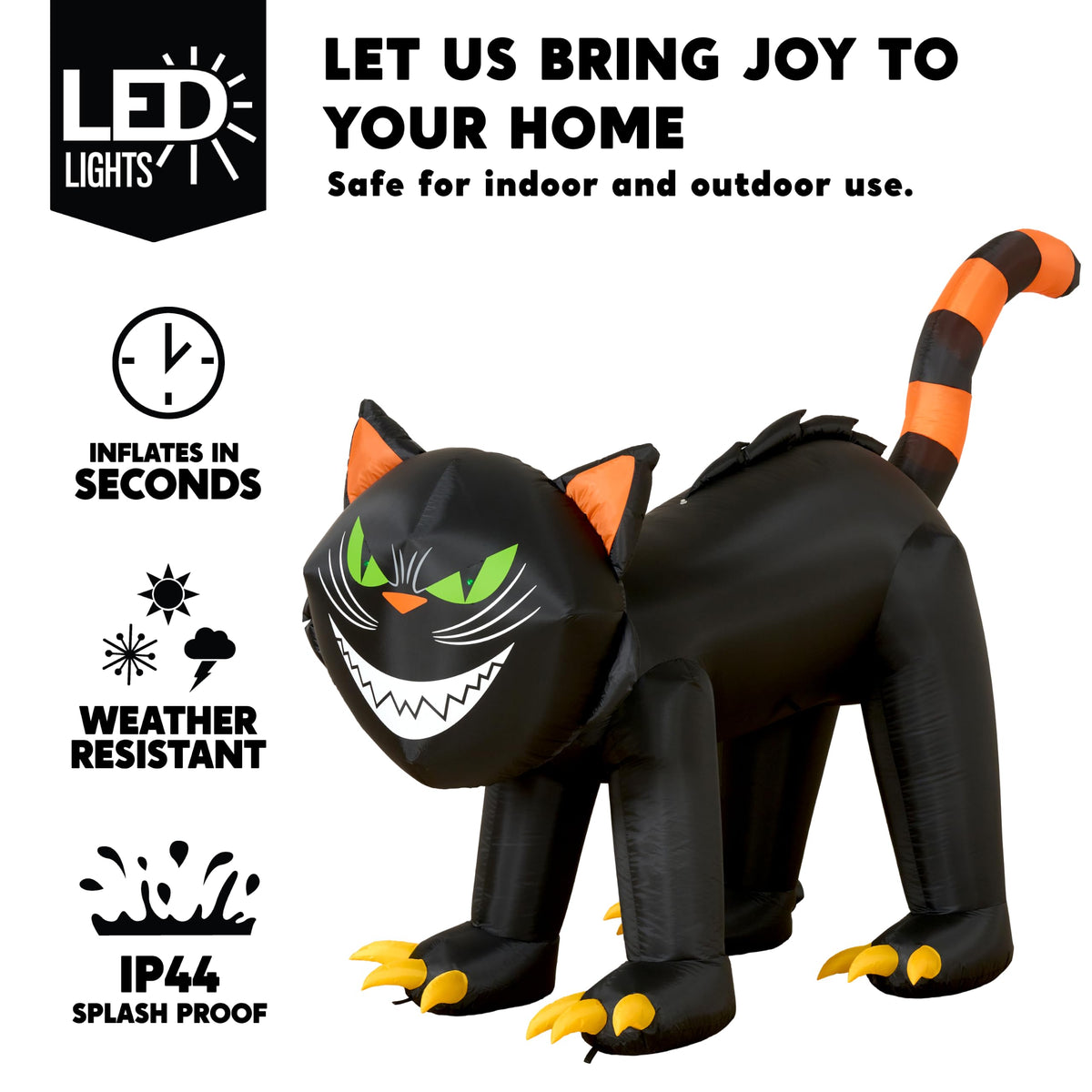7 ft Black Cat Inflatable with LED Lights W44180