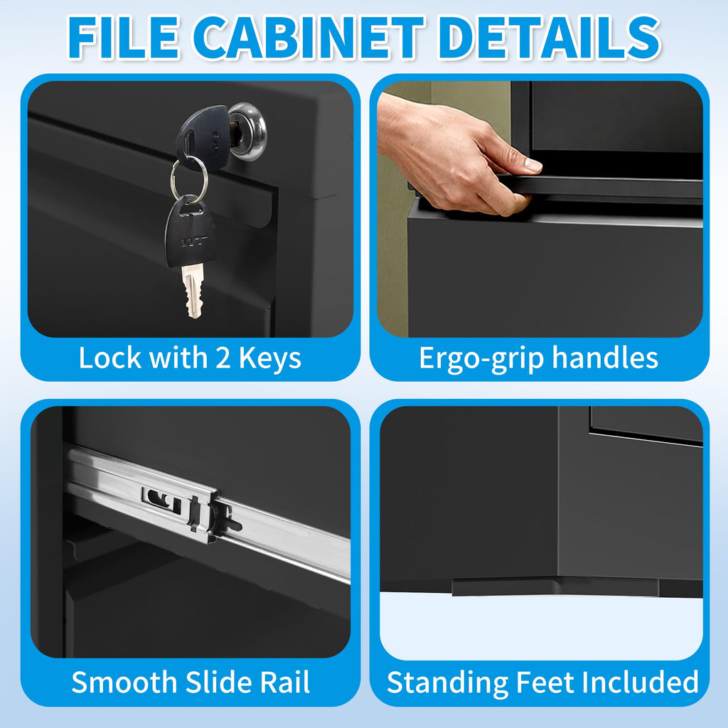 4-Drawer Mobile File Cabinet with Lock and Wheels P44022