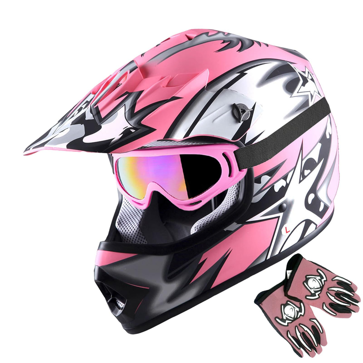 Youth Motocross Helmet with Goggles and Gloves X7930