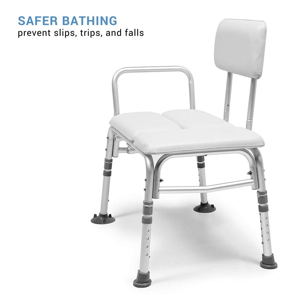 2-in-1 Tub Transfer Bench & Shower Chair, Padded Seat & Back, Height Adjustable F3055