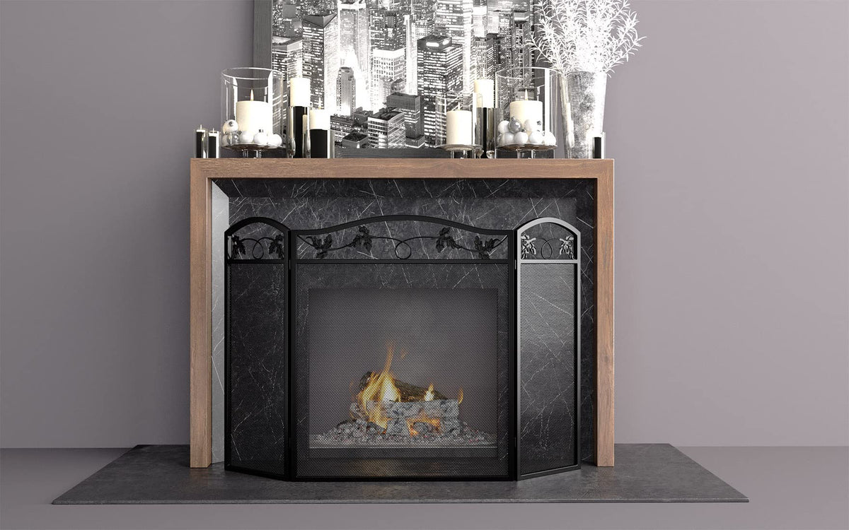Black Steel Fireplace Screen M8420