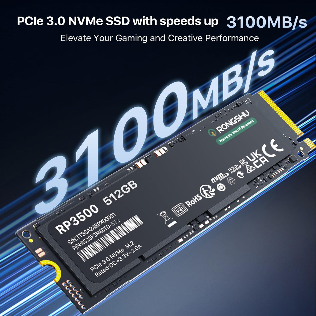 512GB NVMe M.2 PCIe Gen 3×4 Internal SSD A583472