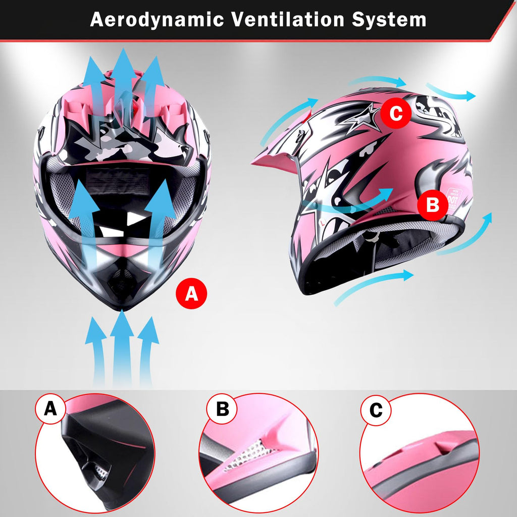 Youth Motocross Helmet with Goggles and Gloves X7930