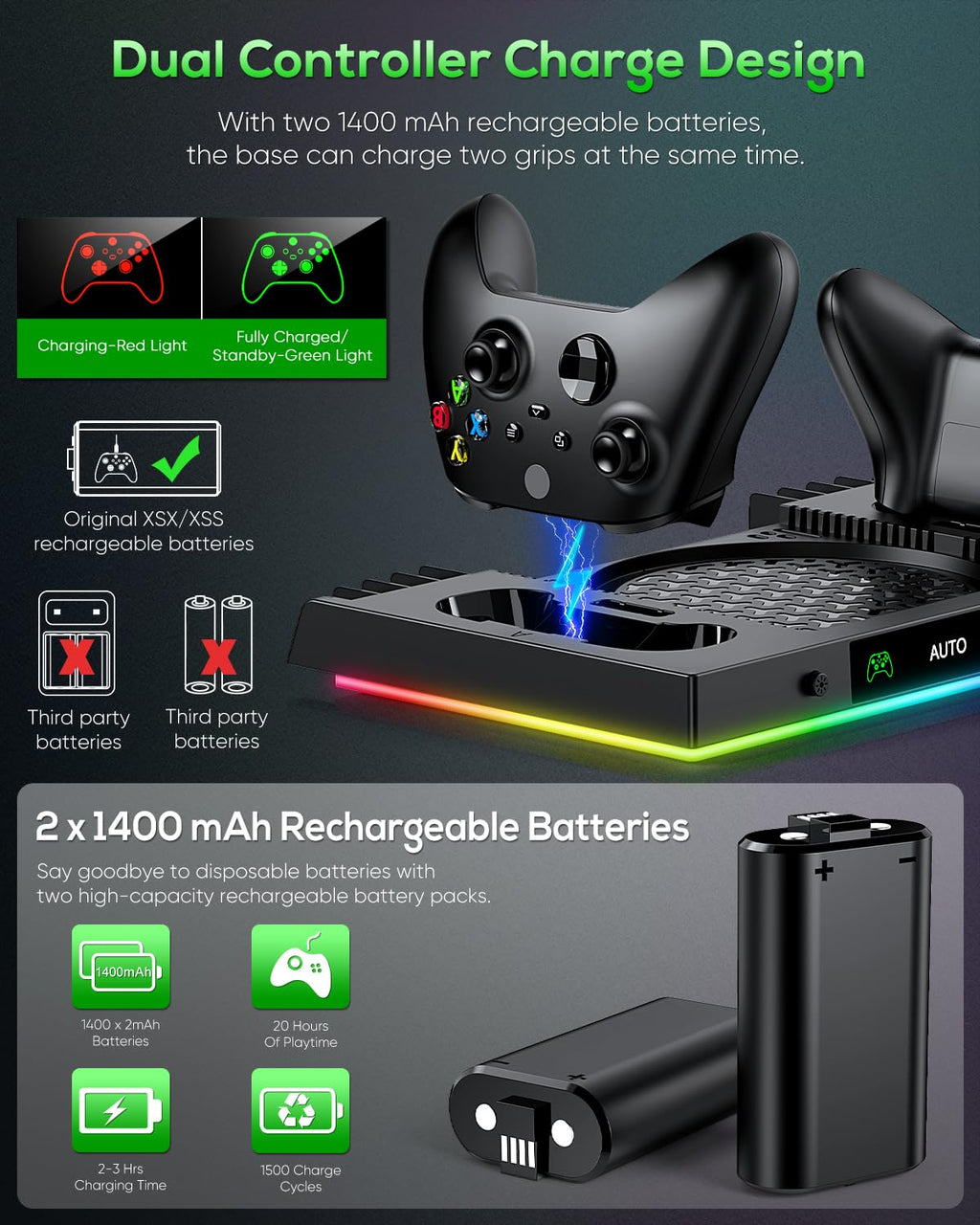 Black Cooling Fan Charge Stand for Xbox Series X Console Z8533