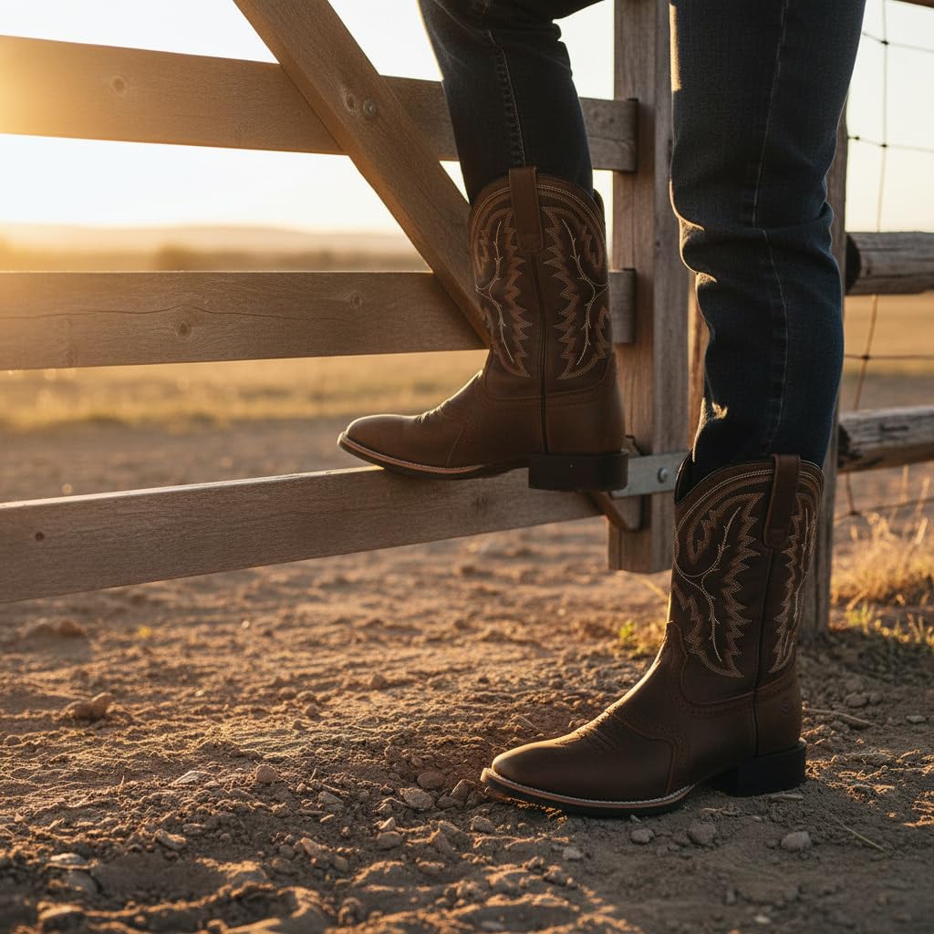 Western Cowboy Boots Square Toe with Embroidery L804