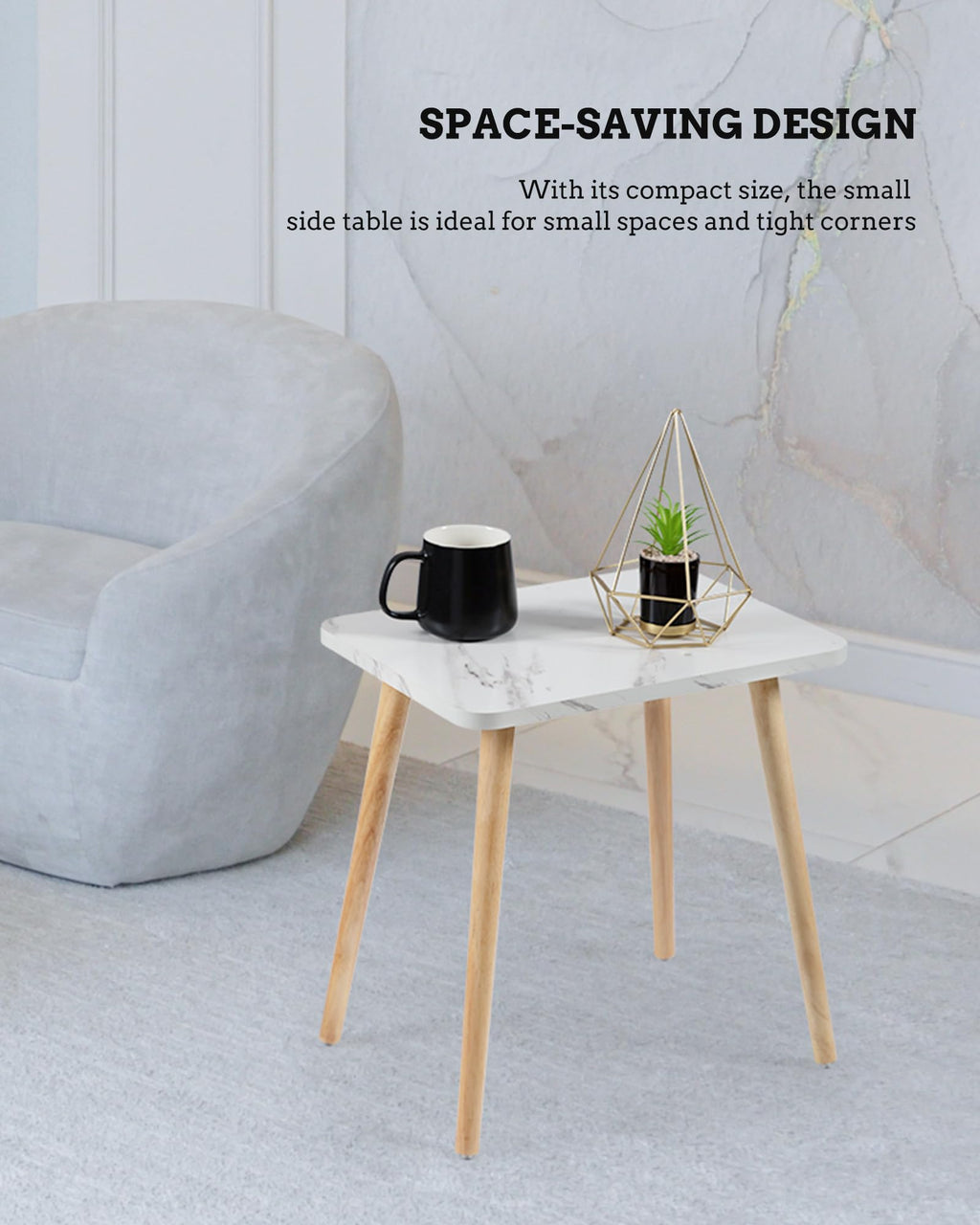 Set of 2 Small Side Table with Wood Legs C579