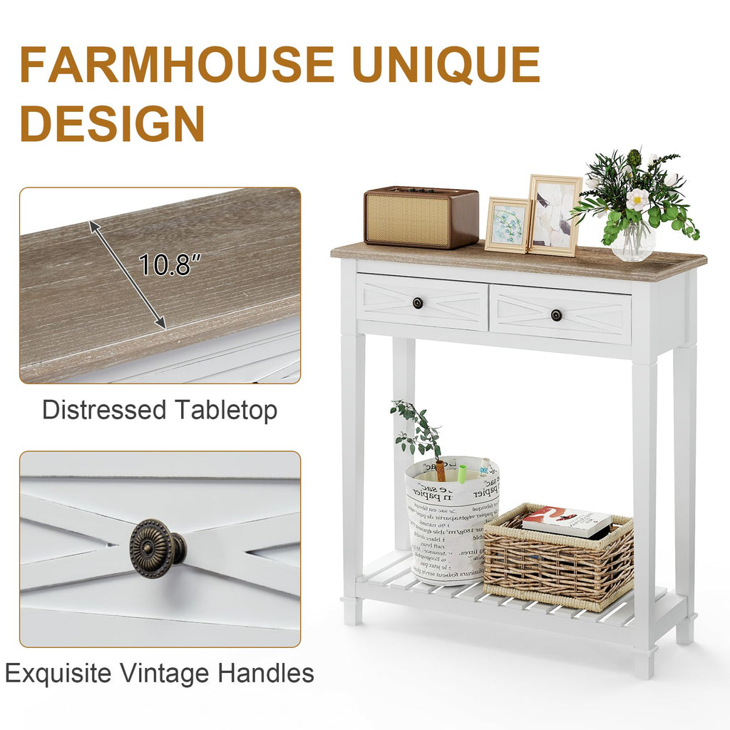 Narrow Console Table with 2 Drawers and Shelf K343512