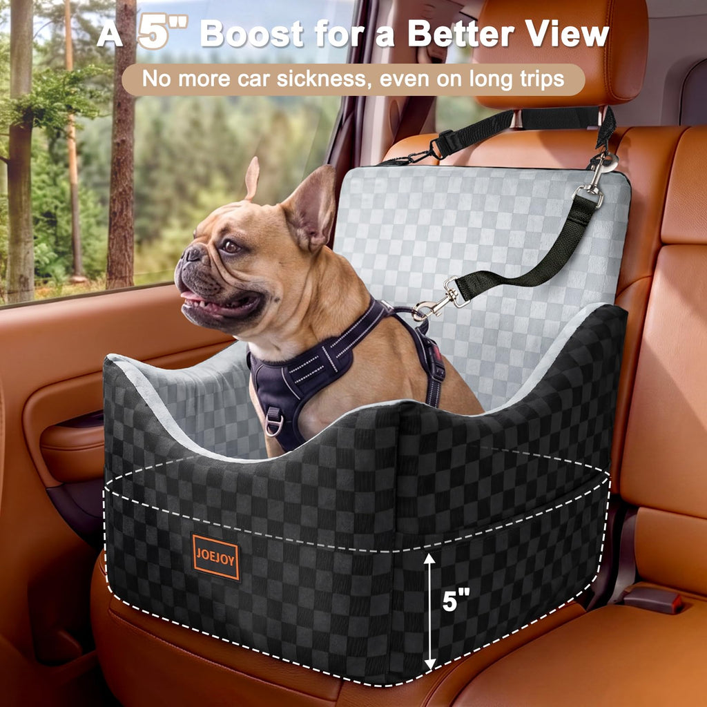 Elevated Dog Car Seat for Small/Medium Dogs up to 35 lbs, Memory Foam Grey Z247104