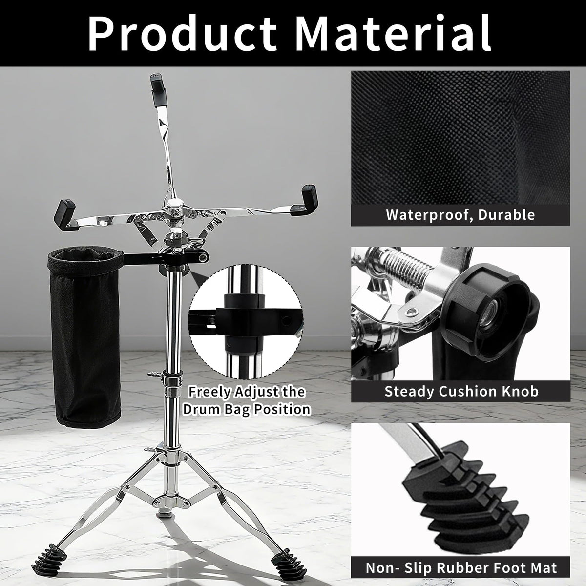 Adjustable Snare Drum Stand with Sticks Holder S746