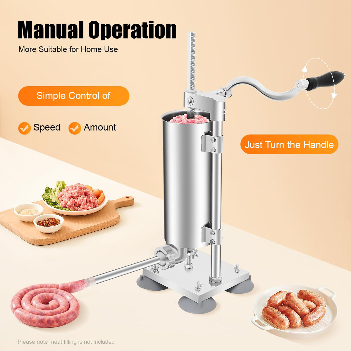 Manual Sausage Stuffer with 15 Stuffing Tubes T458681