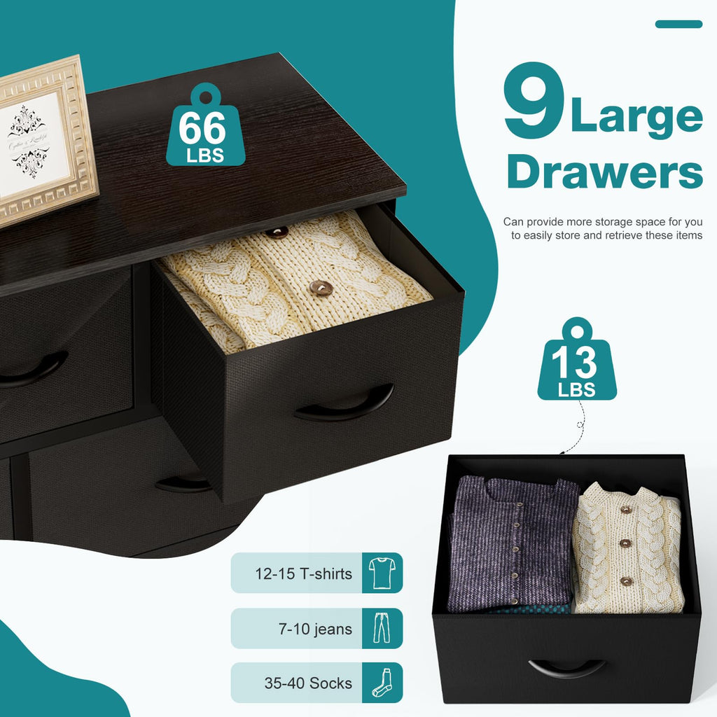 Black 9 Drawer Dresser S53091