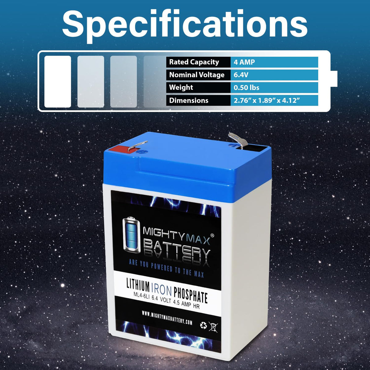 6V 4.5AH Lithium Replacement Battery S12155
