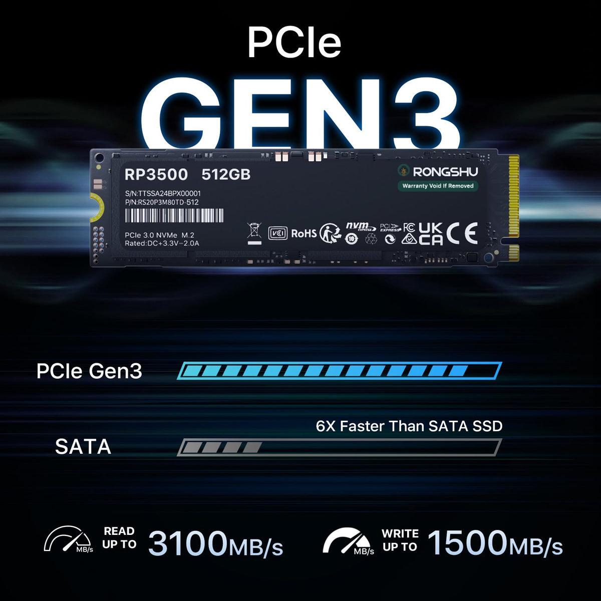 512GB NVMe M.2 PCIe Gen 3×4 Internal SSD A583472