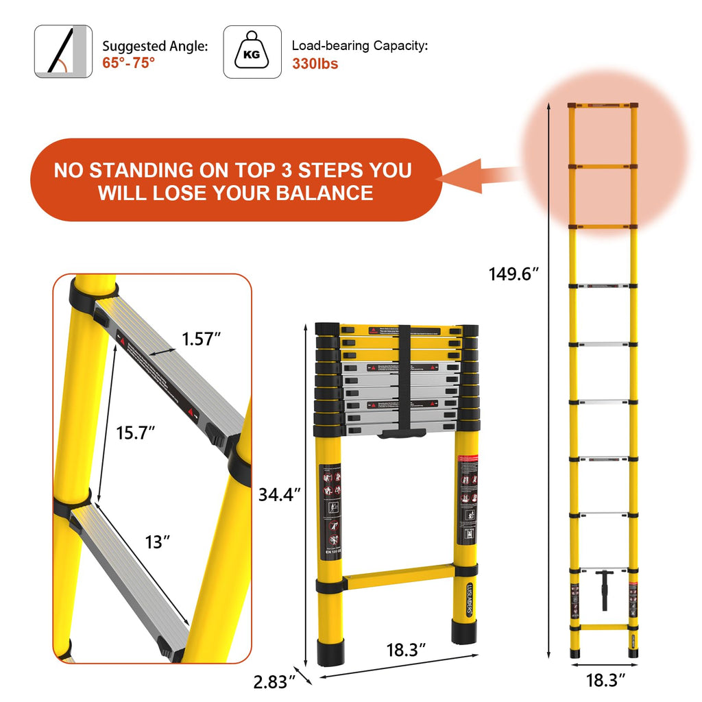 Telescoping Aluminum Ladder 12.5ft 330lbs W613569