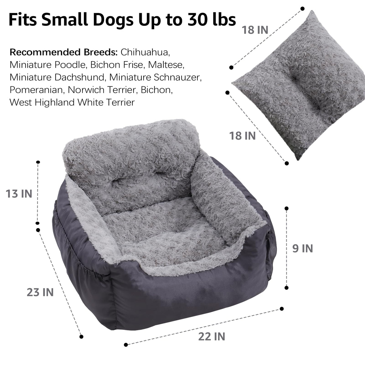 Washable Dog Car Seat with Storage Pockets J9762