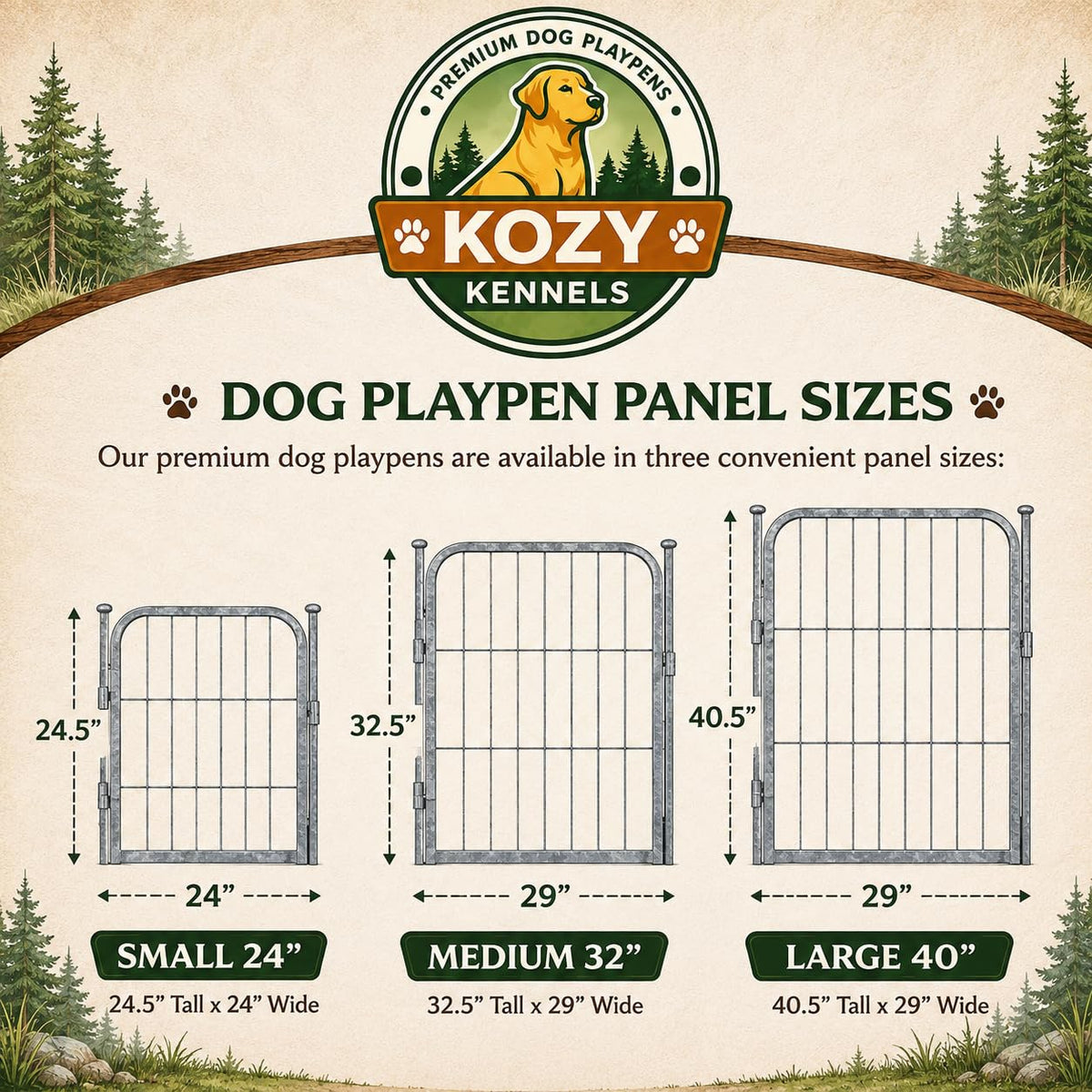 24 inch 8 Panel Portable Grey Metal Pet Playpen O946