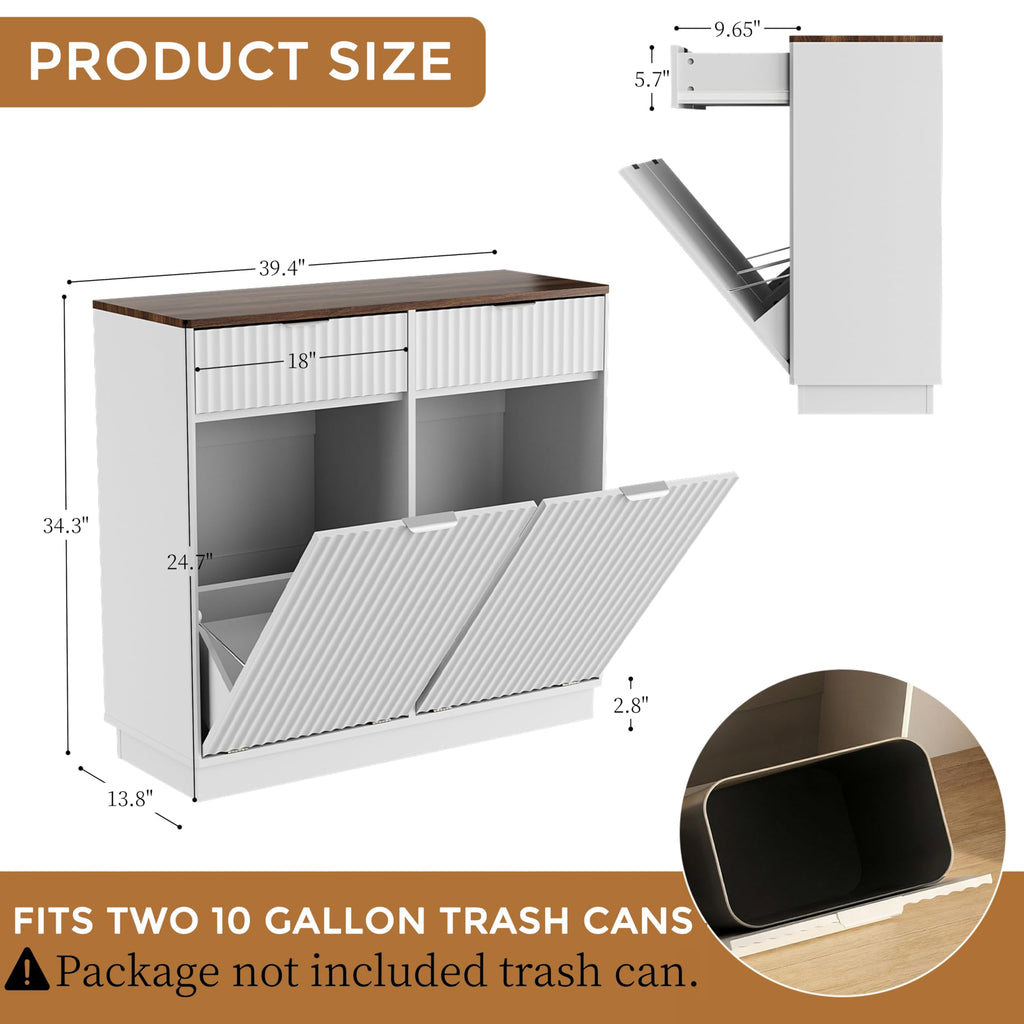 20 Gallon Tilt Out Trash Cabinet with 2 Drawers J61493