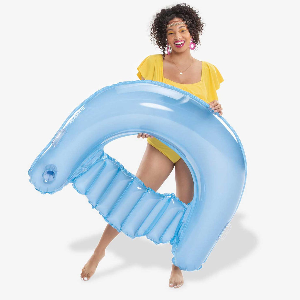 4ft Inflatable Lounge Pool Float with Backrest, Armrests & Cup Holder Q688