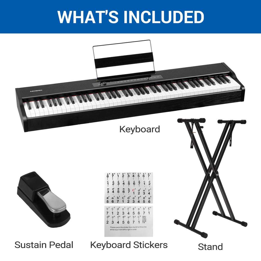 88-Key Weighted Digital Piano with X Stand and Sustain Pedal T30131