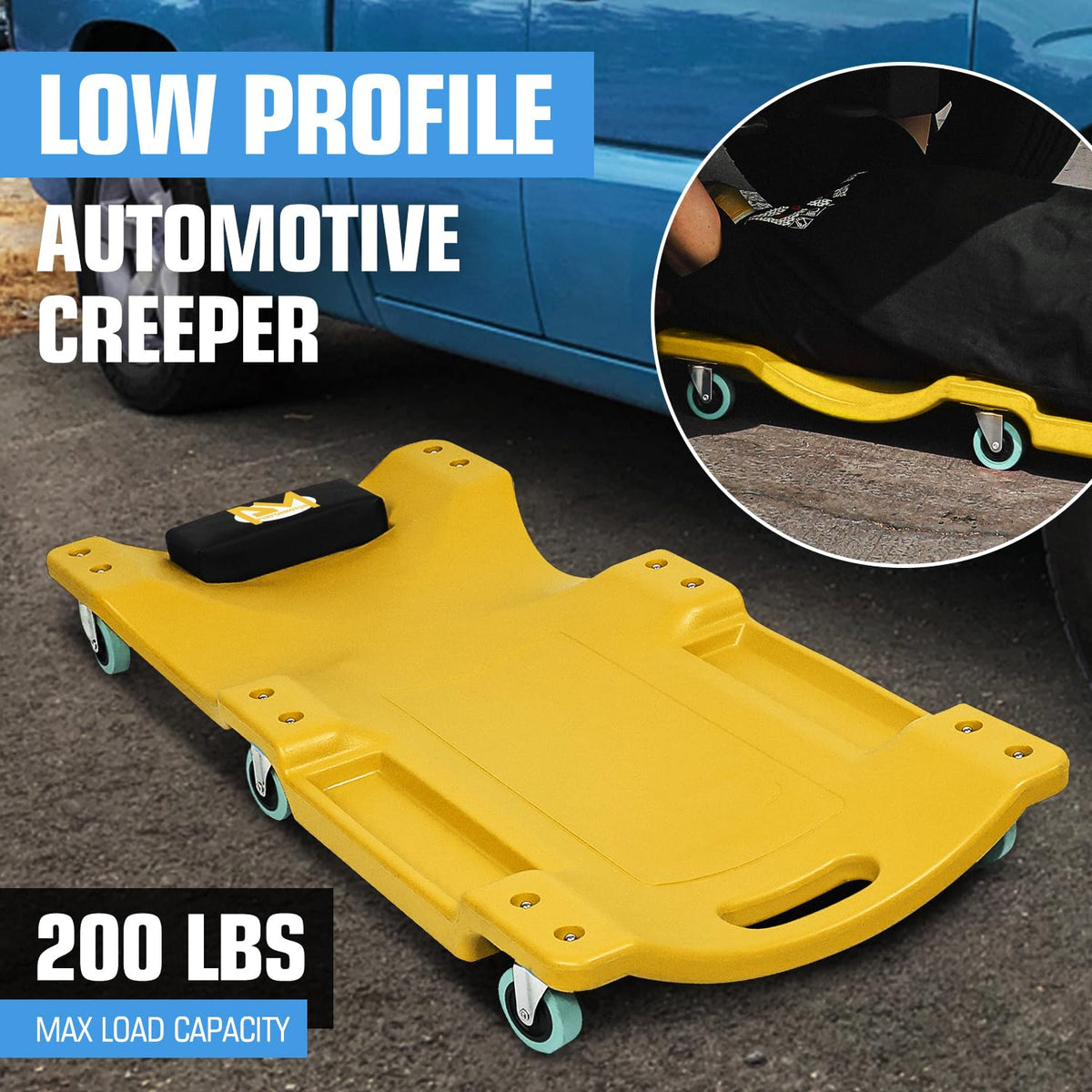 40 Inch Rolling Garage Creeper with Padded Headrest P757