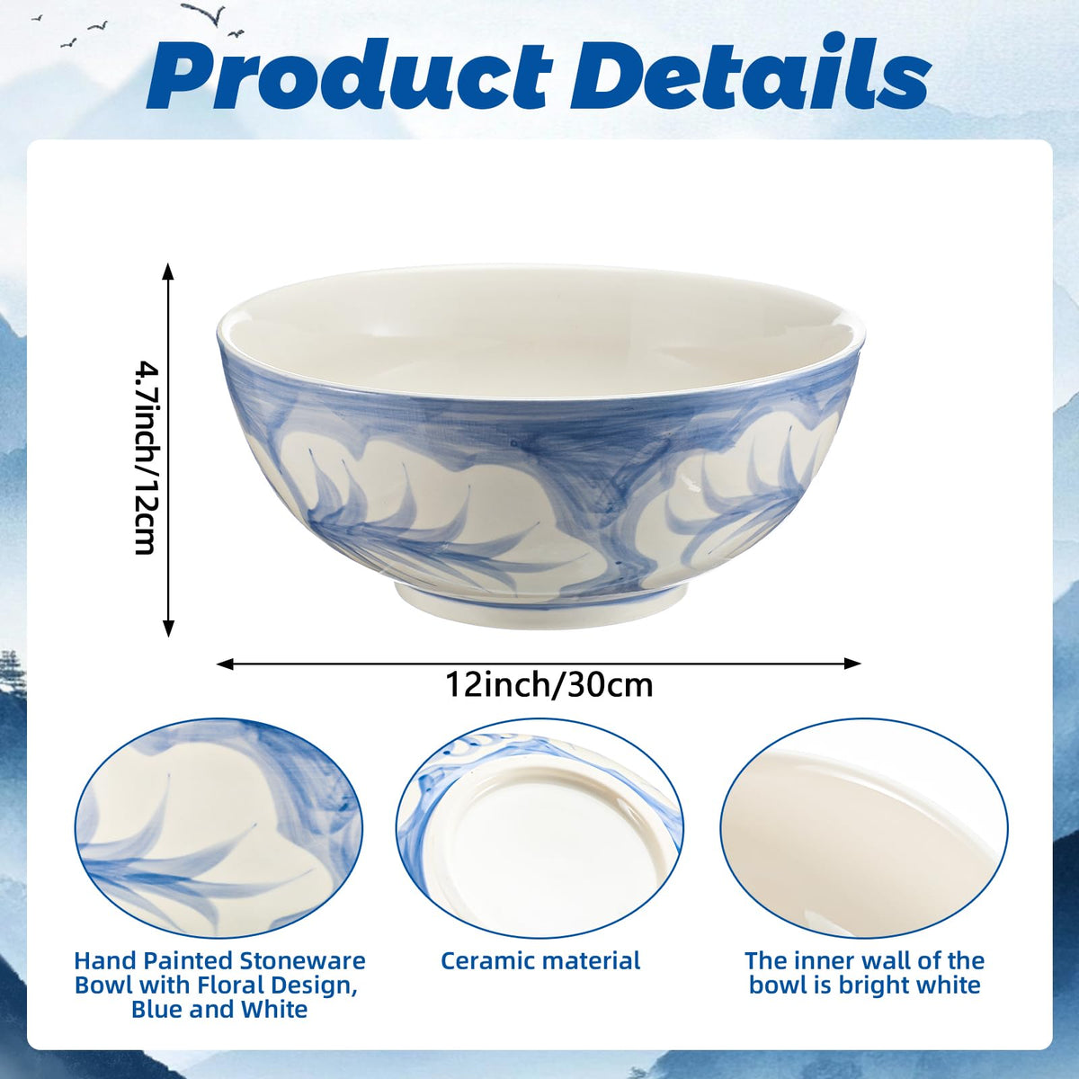 Blue and White Chinoiserie Pasta Bowl P17031