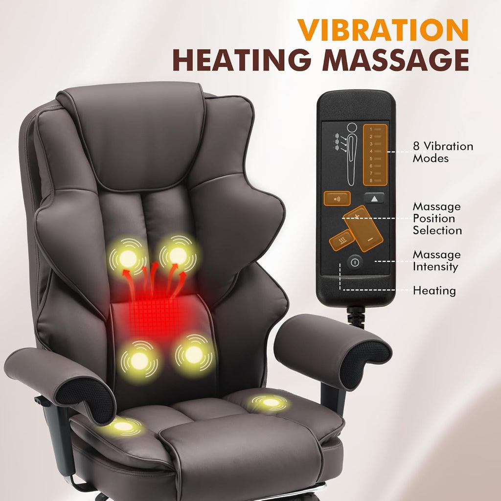 Brown Heated Massage Office Chair with Foot Rest Z510