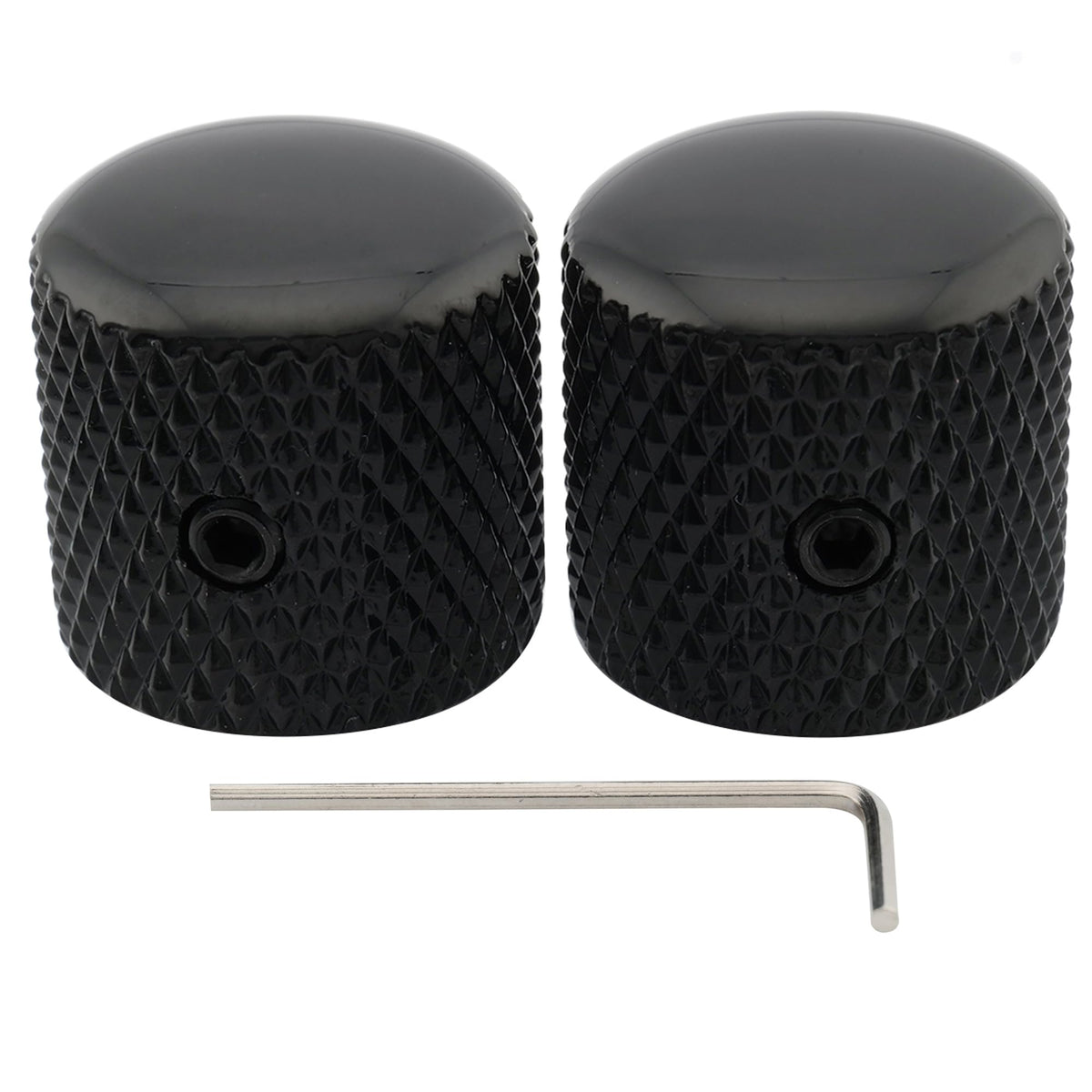 1/4 Inch Steel Dome Knob with Set Screw Black 2Pcs O536330