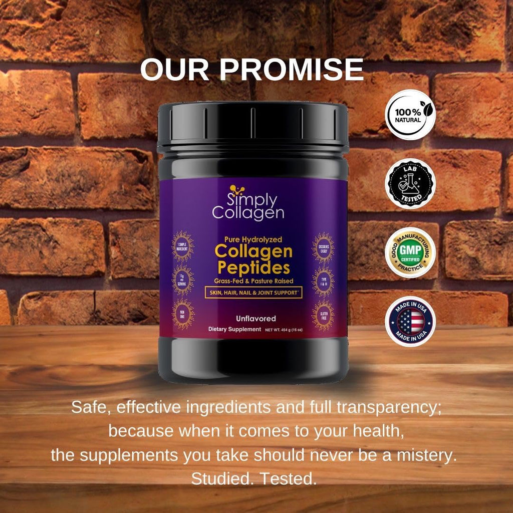 Hydrolyzed Collagen Peptides Powder Unflavored Type I & III 41 Servings C4136