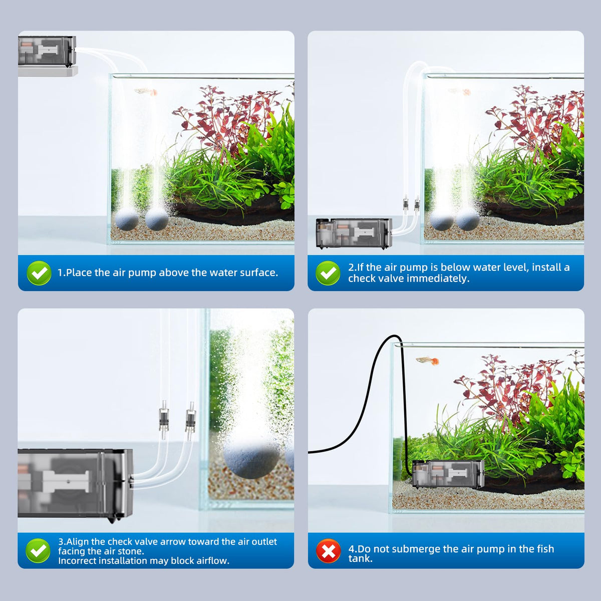Aquarium Air Pump with Air Stone Bubbler J422322