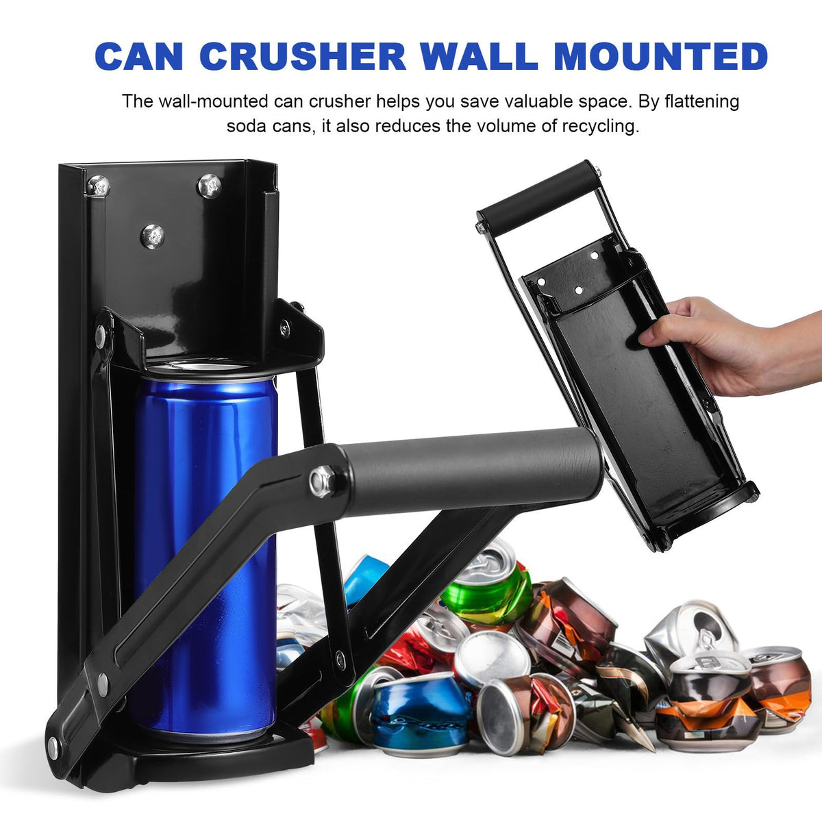 Wall Mounted Stainless Steel Can Crusher with Bottle Opener L463743