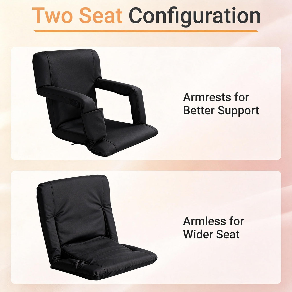 21" 25" Wide Padded Stadium Seat Chair with Back Support and Arms R19233