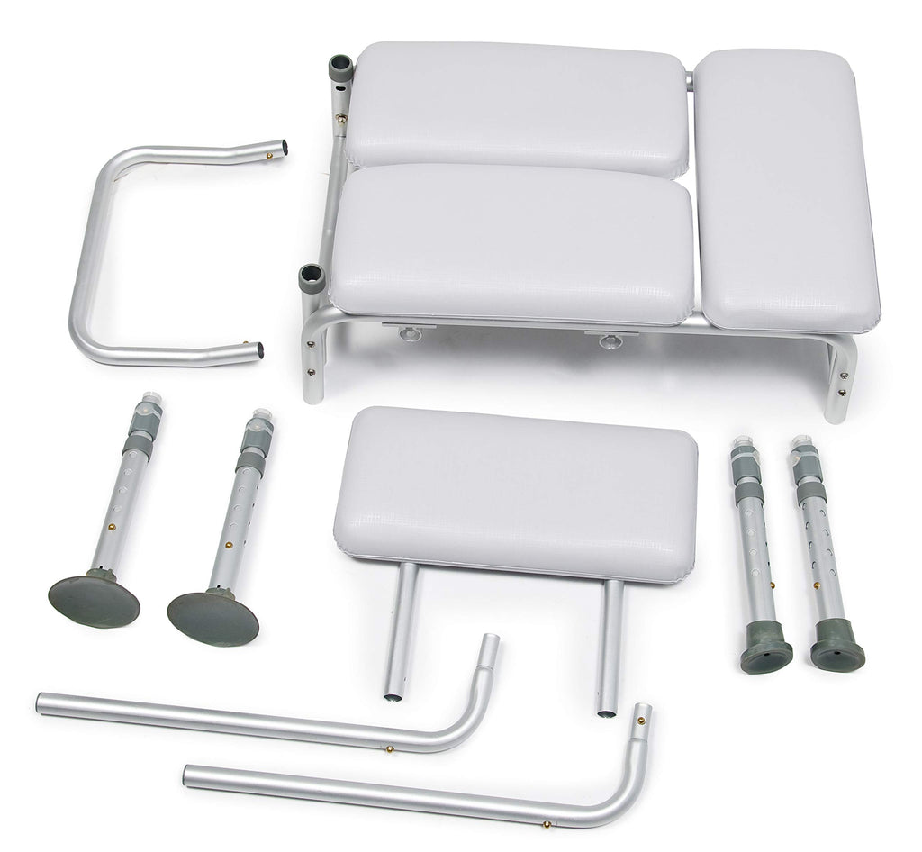 2-in-1 Tub Transfer Bench & Shower Chair, Padded Seat & Back, Height Adjustable F3055
